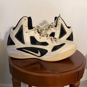 Nike White and Black High-Top Basketball Sneakers